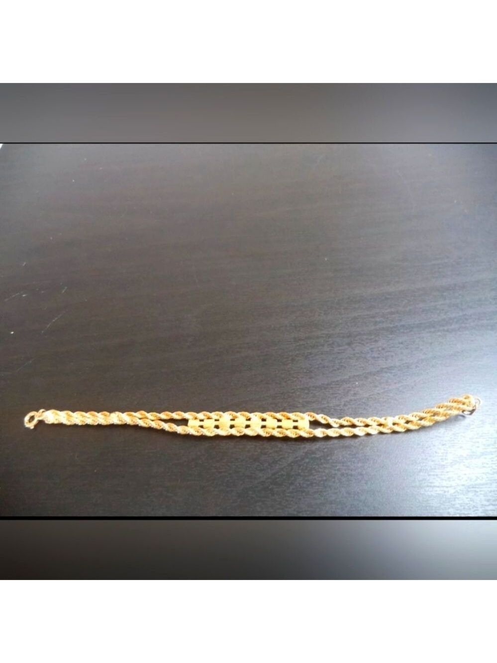 Gold-Tone Rhinestone Chain Bracelet 7"